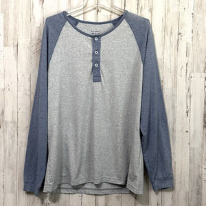 The Normal Brand Mens Shirt XL Gray Blue Henley Active Puresemo Retro Casual Tee